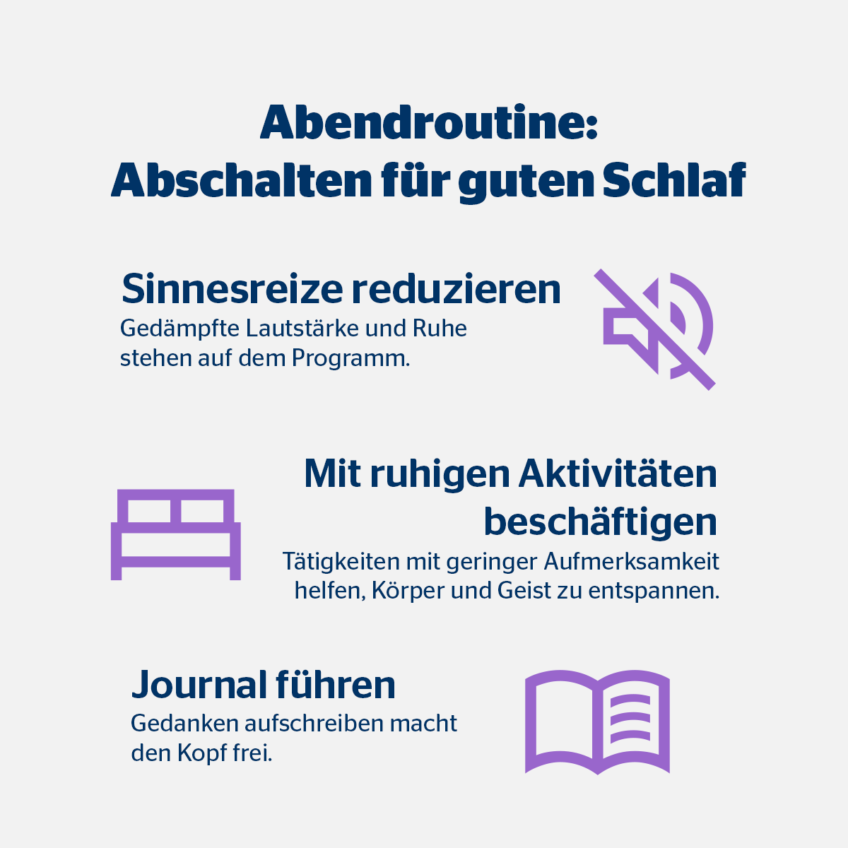 Grafik zur Abendroutine: Abschalten für guten Schlaf